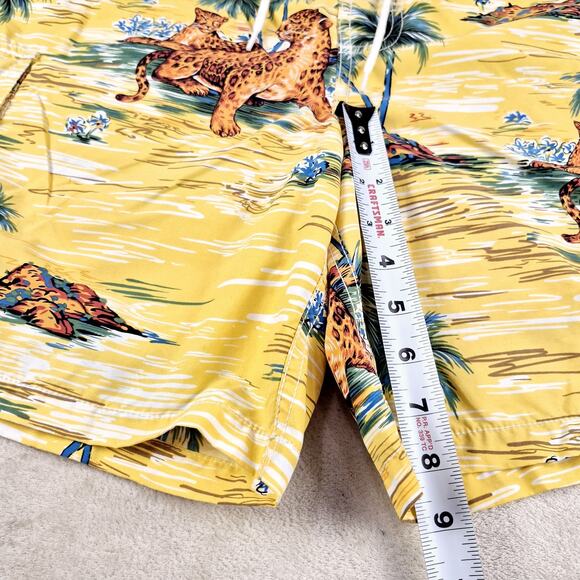 Polo Ralph Lauren Swim Trunks Cheetah In Paradise Mesh Lined Size L Yellow Vtg - Picture 4 of 10